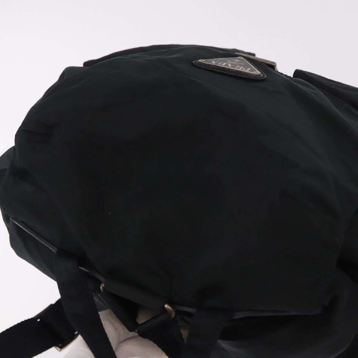 PRADA Backpack Nylon Black Silver Auth 185957