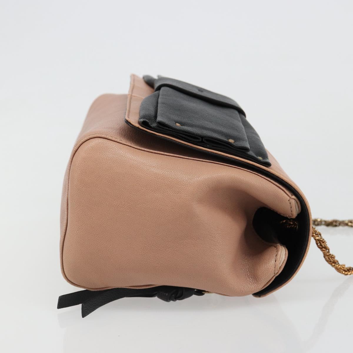 Chloe Chain June Shoulder Bag Leather Pink Gold Auth 185958A