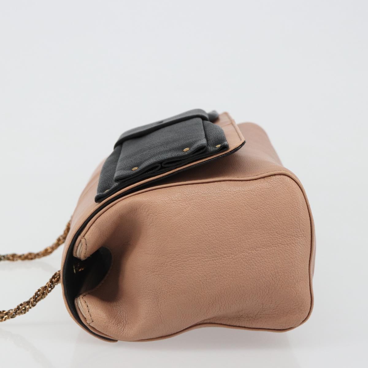 Chloe Chain June Shoulder Bag Leather Pink Gold Auth 185958A