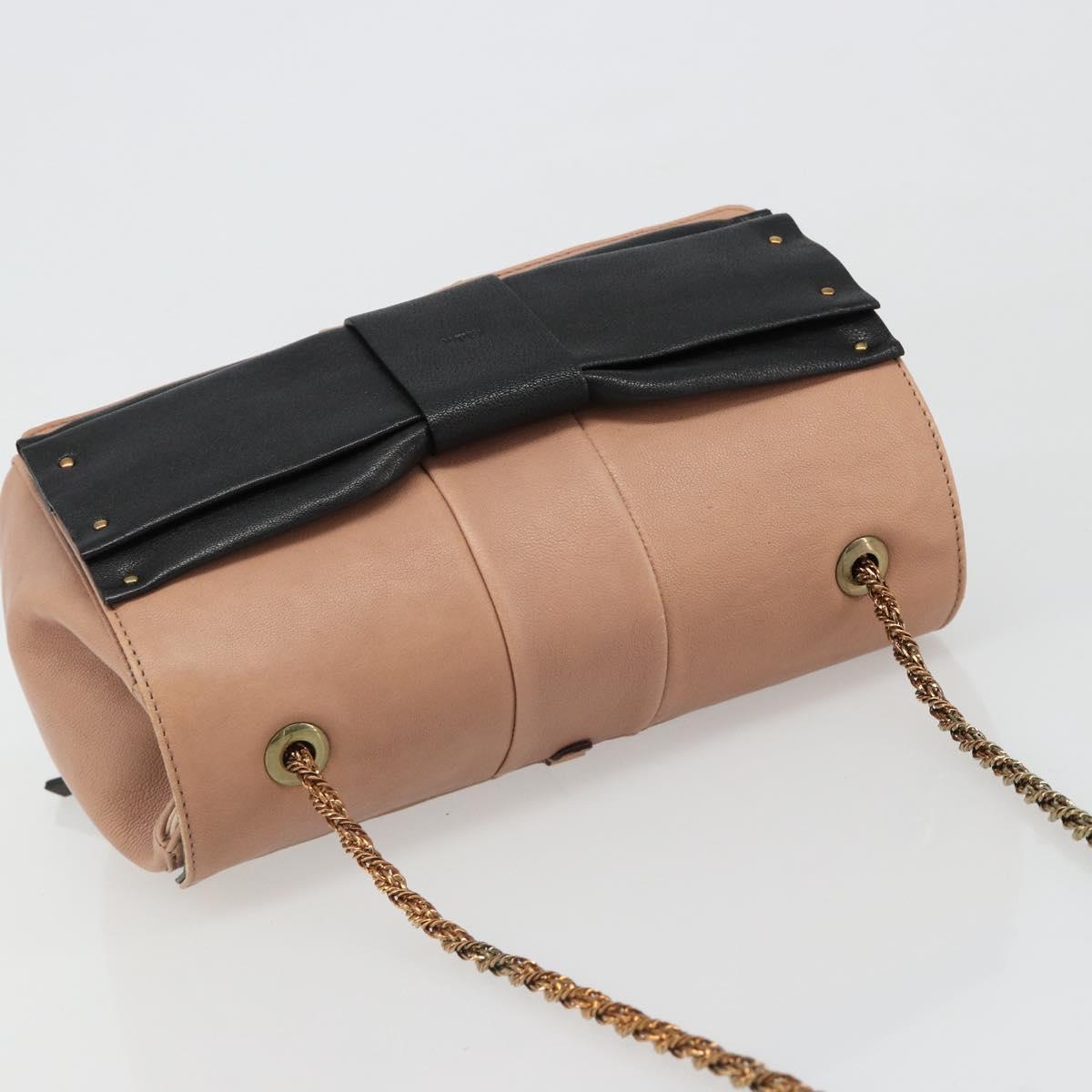 Chloe Chain June Shoulder Bag Leather Pink Gold Auth 185958A