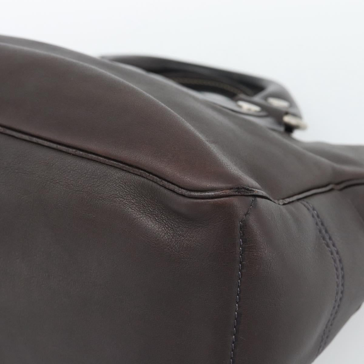 CELINE Boogie Bag Hand Bag Leather Dark Brown Auth 185959