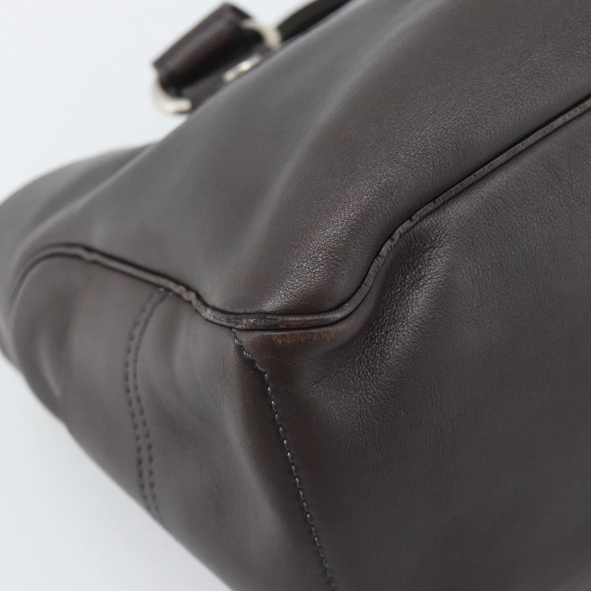CELINE Boogie Bag Hand Bag Leather Dark Brown Auth 185959