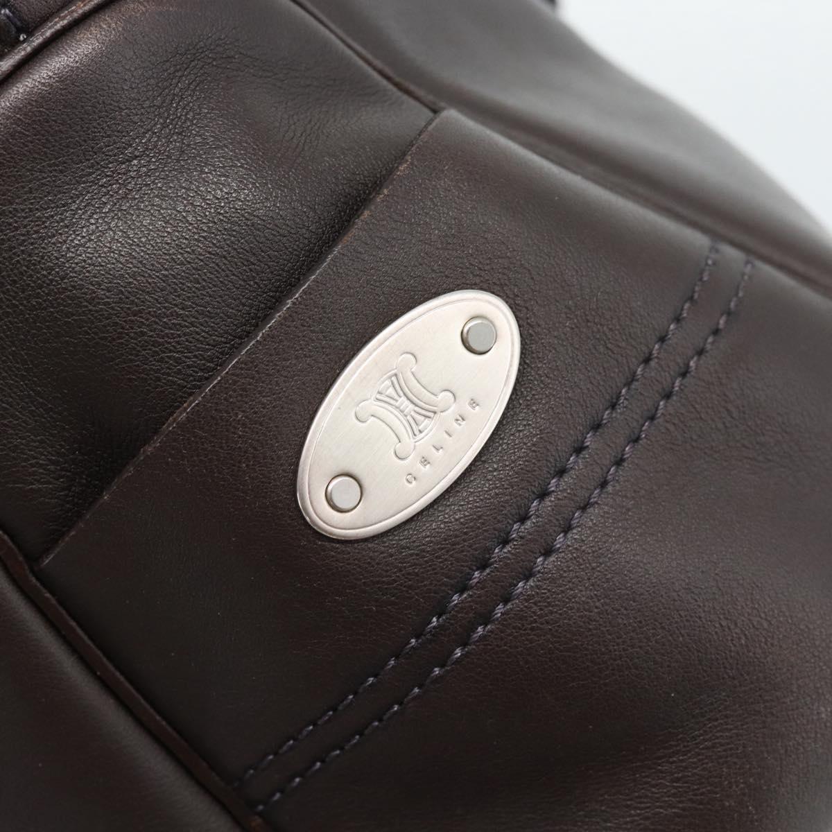 CELINE Boogie Bag Hand Bag Leather Dark Brown Auth 185959