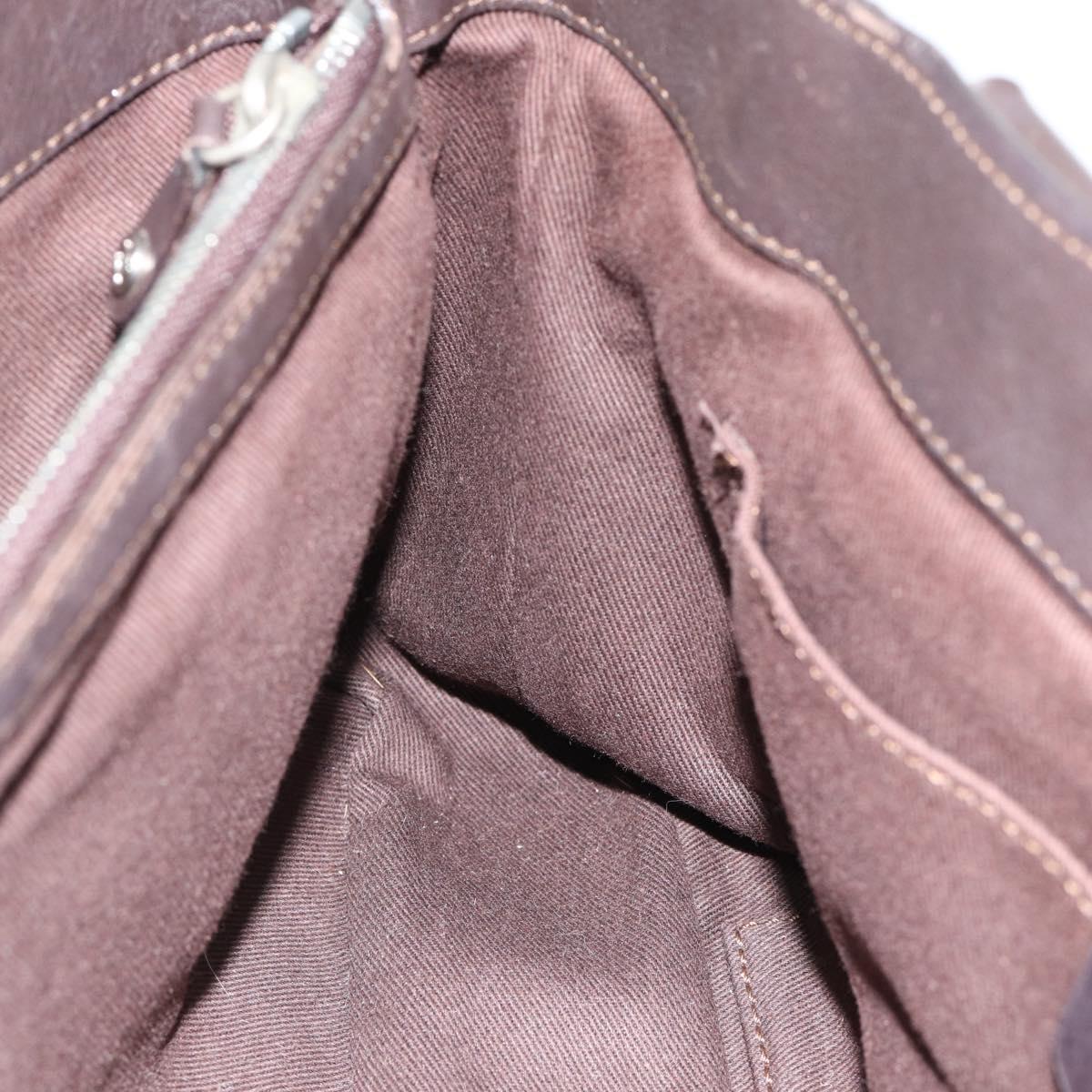 CELINE Boogie Bag Hand Bag Leather Dark Brown Auth 185959