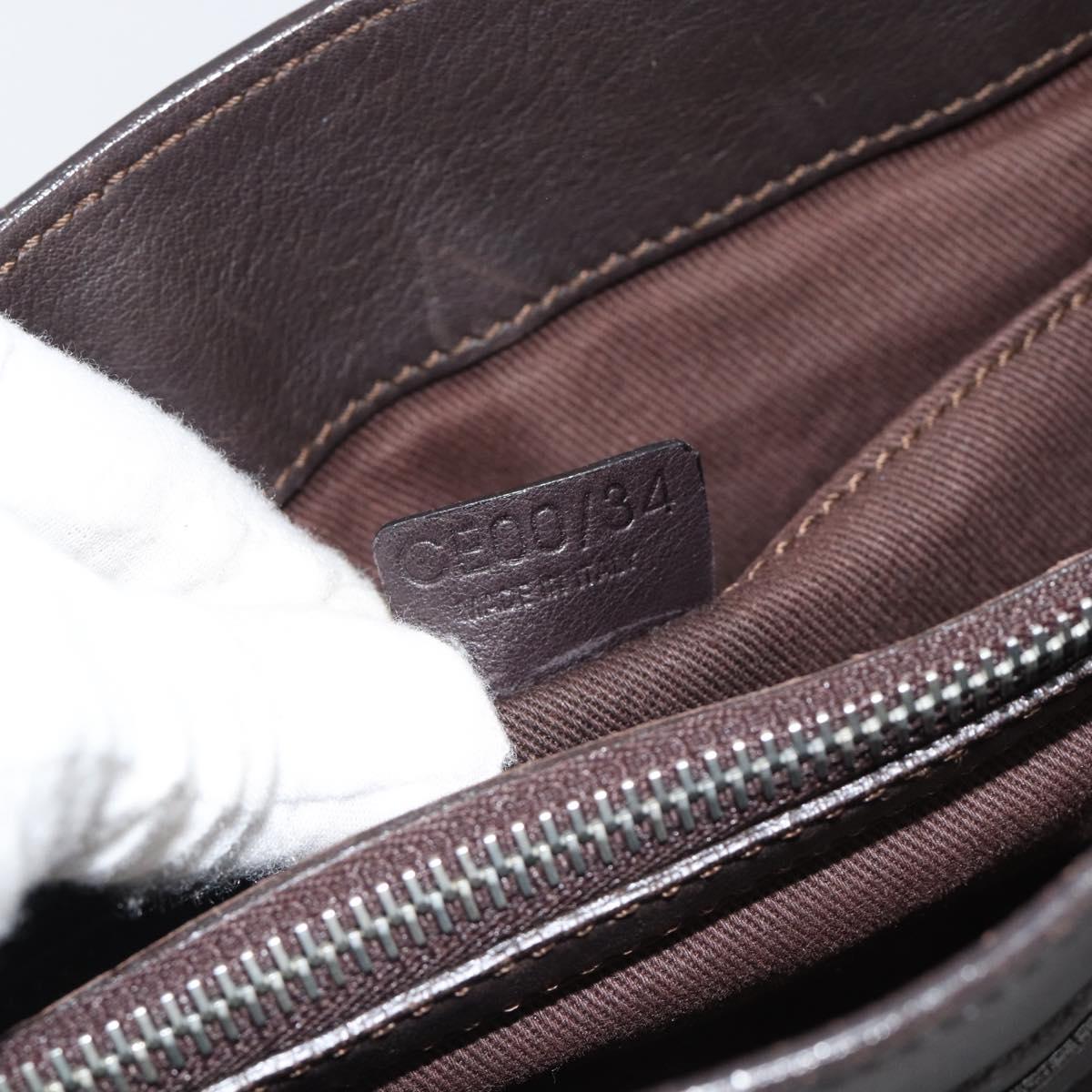 CELINE Boogie Bag Hand Bag Leather Dark Brown Auth 185959