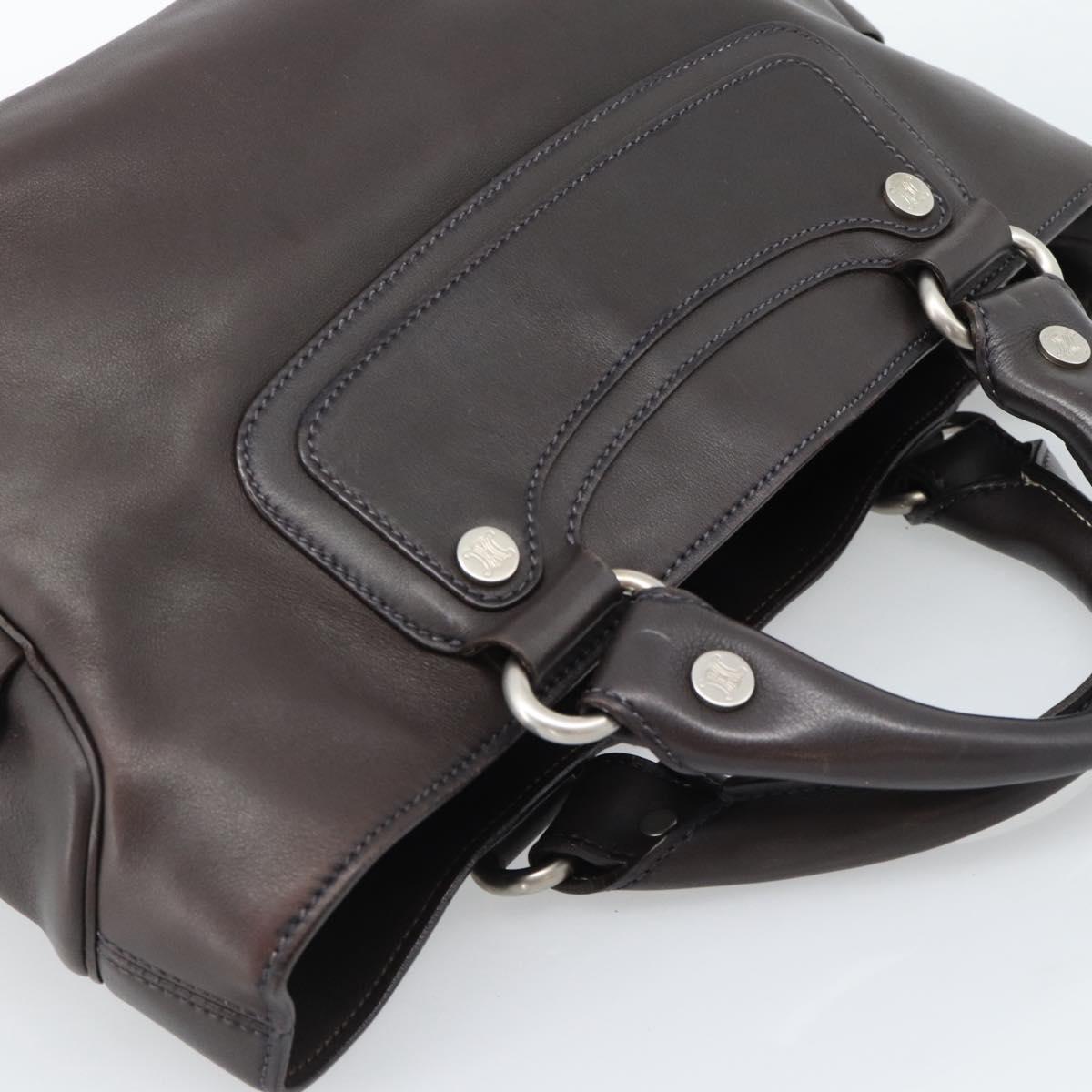 CELINE Boogie Bag Hand Bag Leather Dark Brown Auth 185959