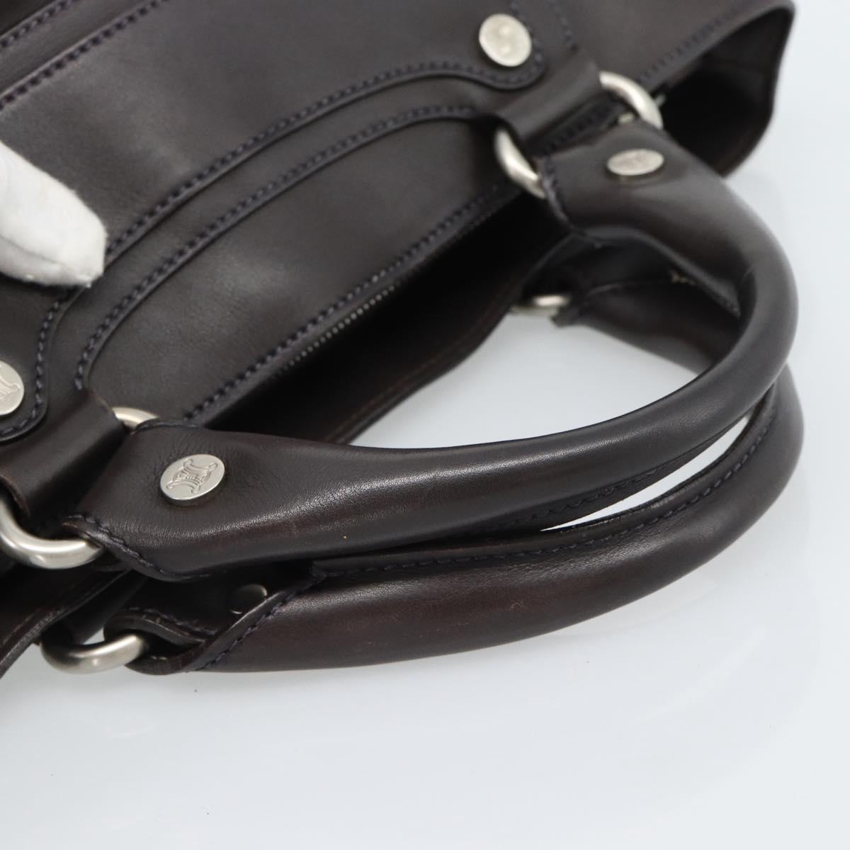 CELINE Boogie Bag Hand Bag Leather Dark Brown Auth 185959
