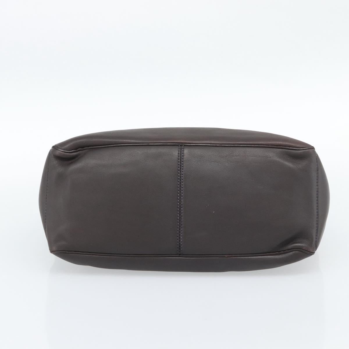 CELINE Boogie Bag Hand Bag Leather Dark Brown Auth 185959