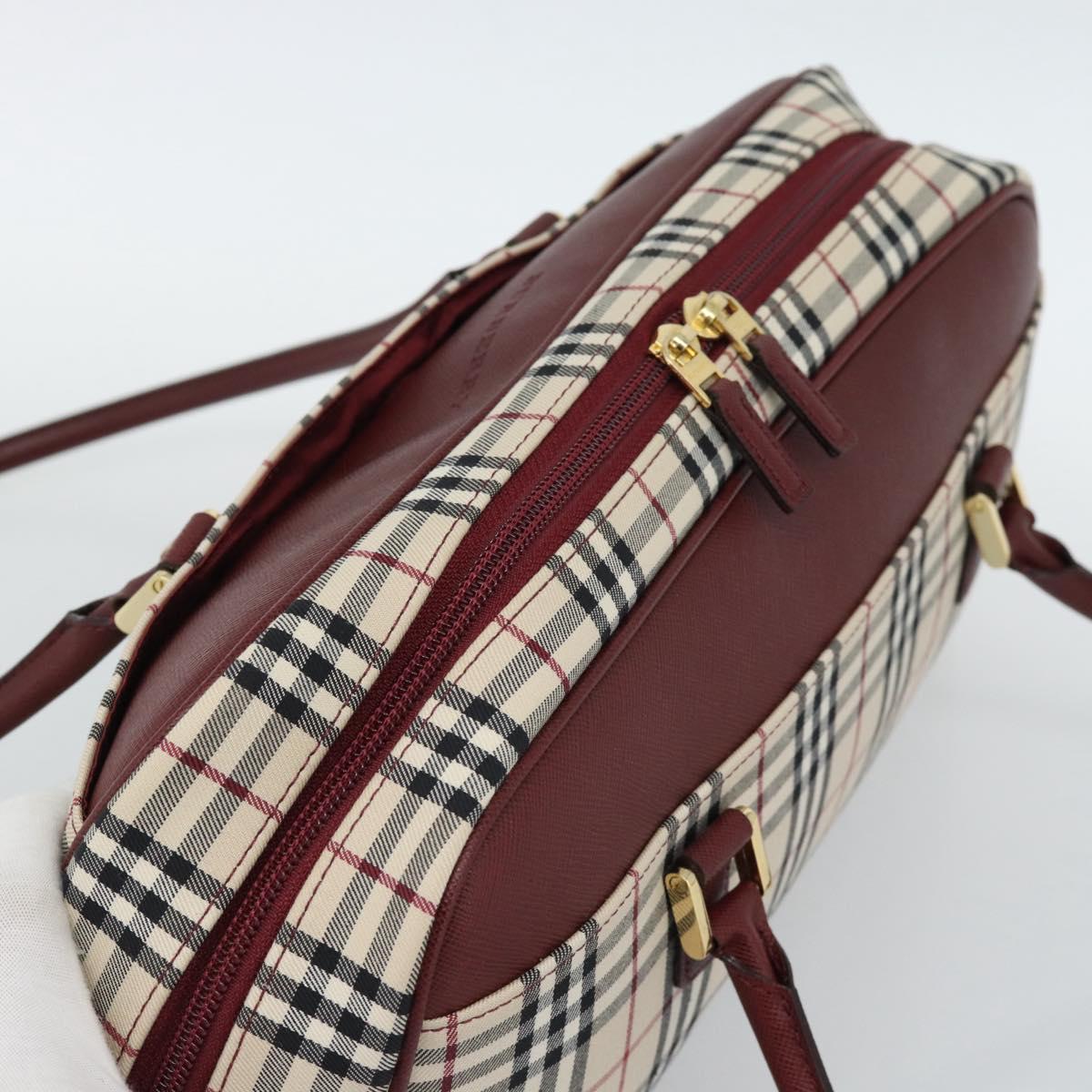 BURBERRY Nova Check Shoulder Bag Canvas Beige Gold Auth 185960SAV