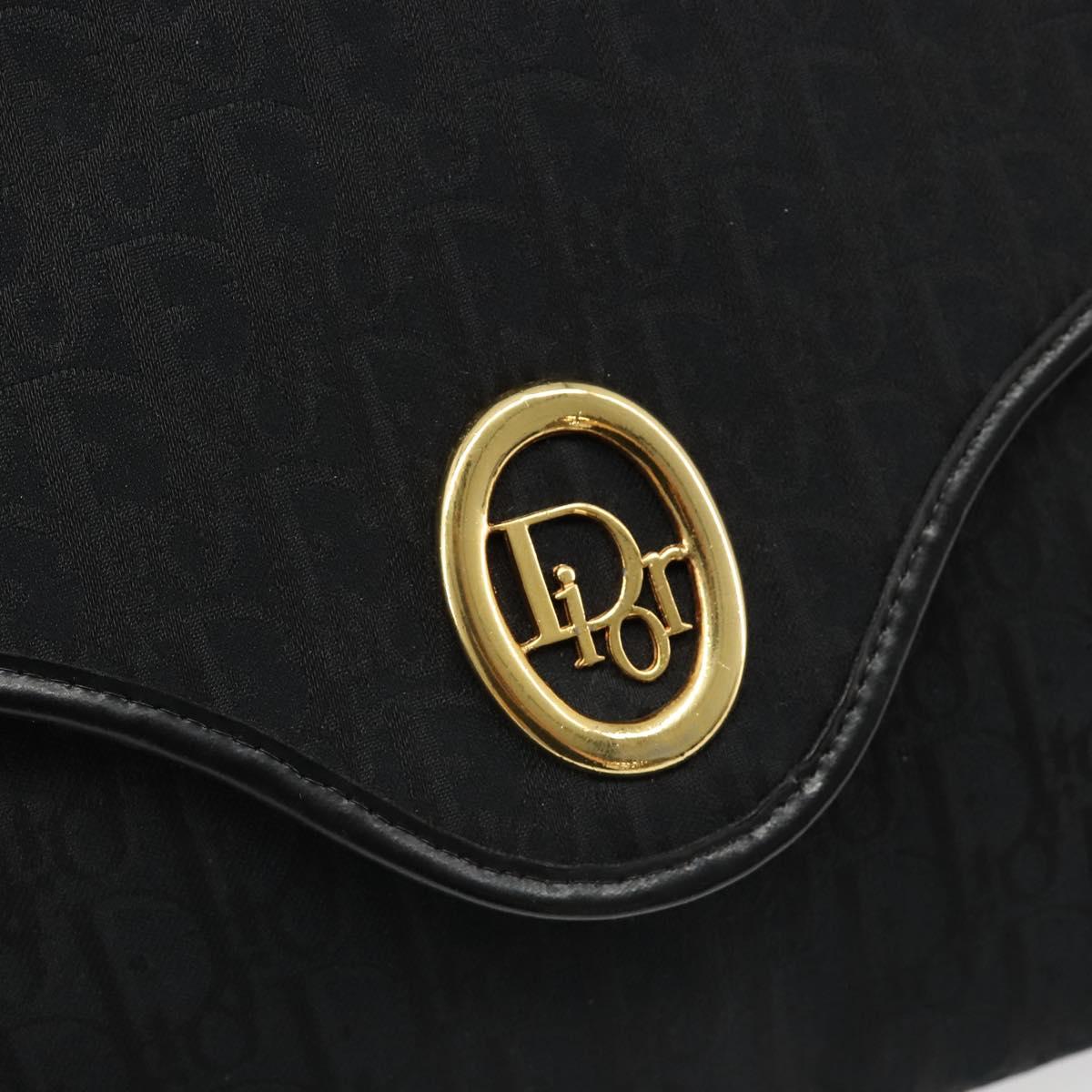 Christian Dior Trotter Canvas Chain Shoulder Bag Black Gold Auth 185963A