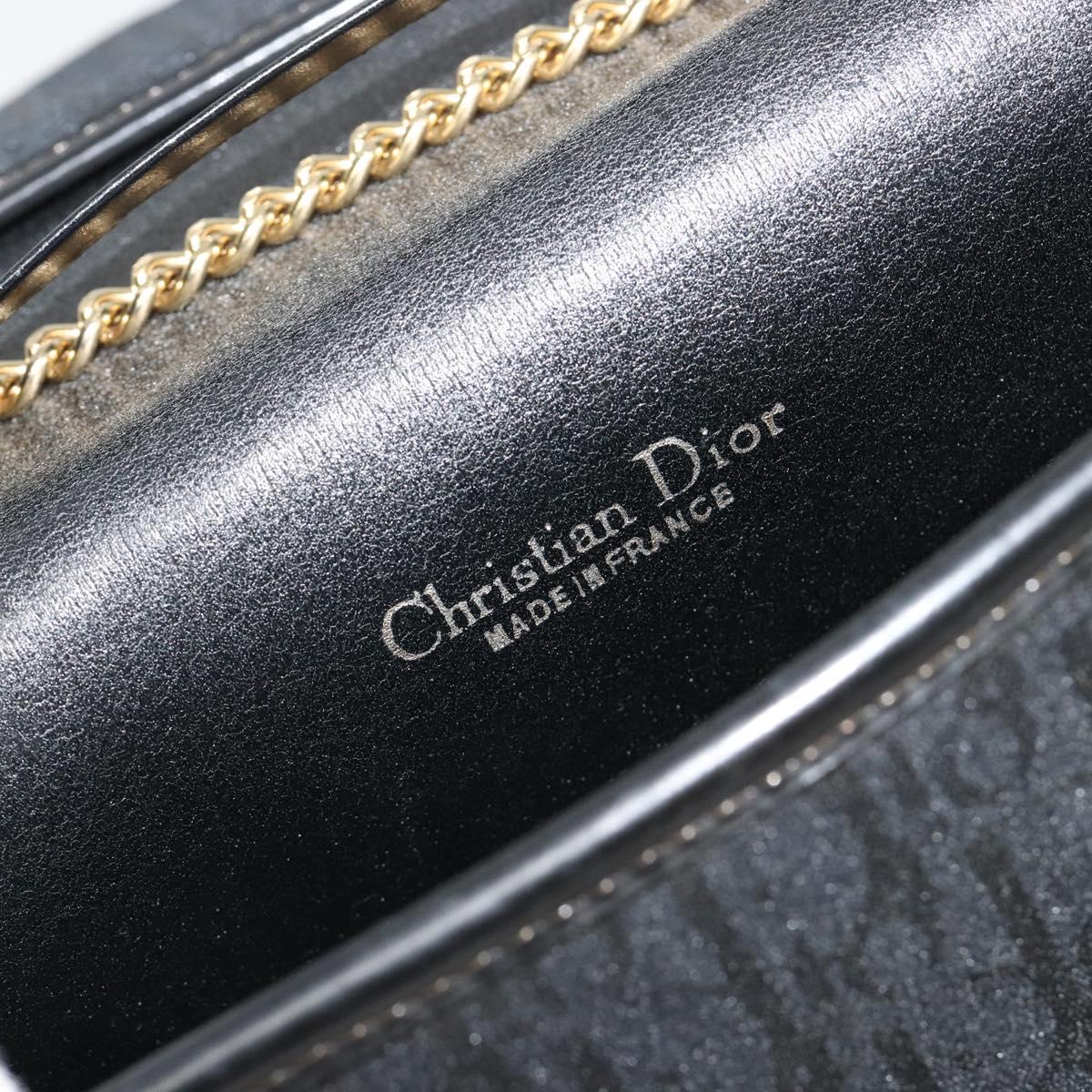 Christian Dior Trotter Canvas Chain Shoulder Bag Black Gold Auth 185963A