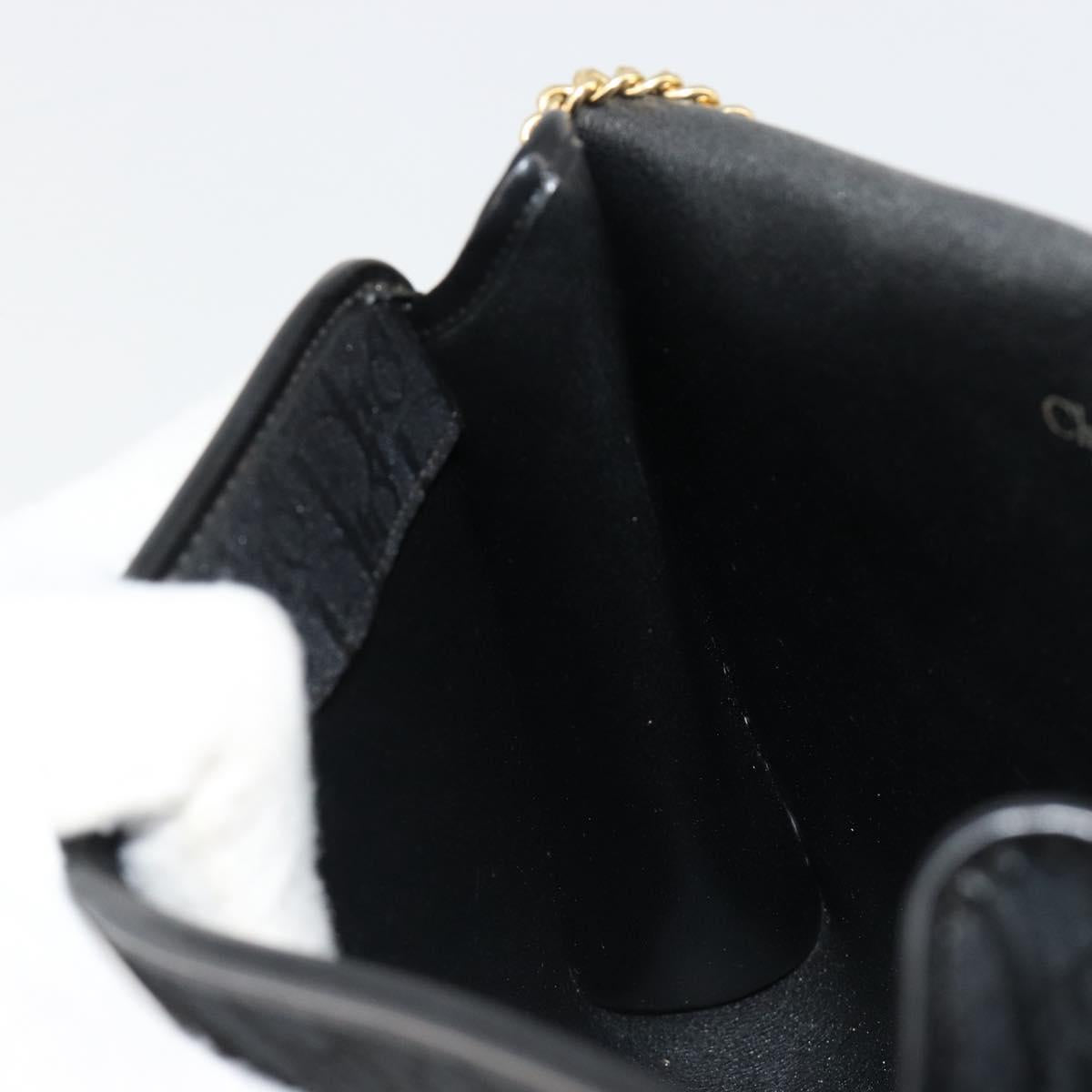 Christian Dior Trotter Canvas Chain Shoulder Bag Black Gold Auth 185963A
