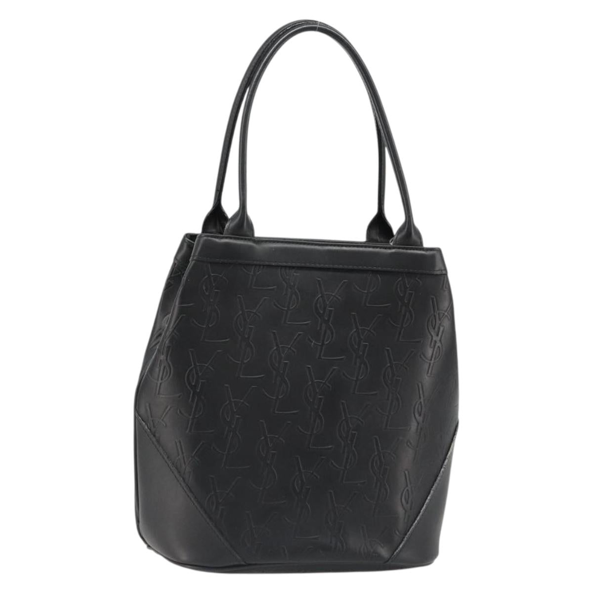 SAINT LAURENT Cassandra Hand Bag Leather Black Gold Auth 185965
