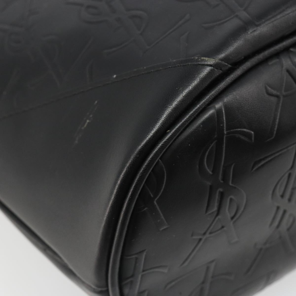 SAINT LAURENT Cassandra Hand Bag Leather Black Gold Auth 185965