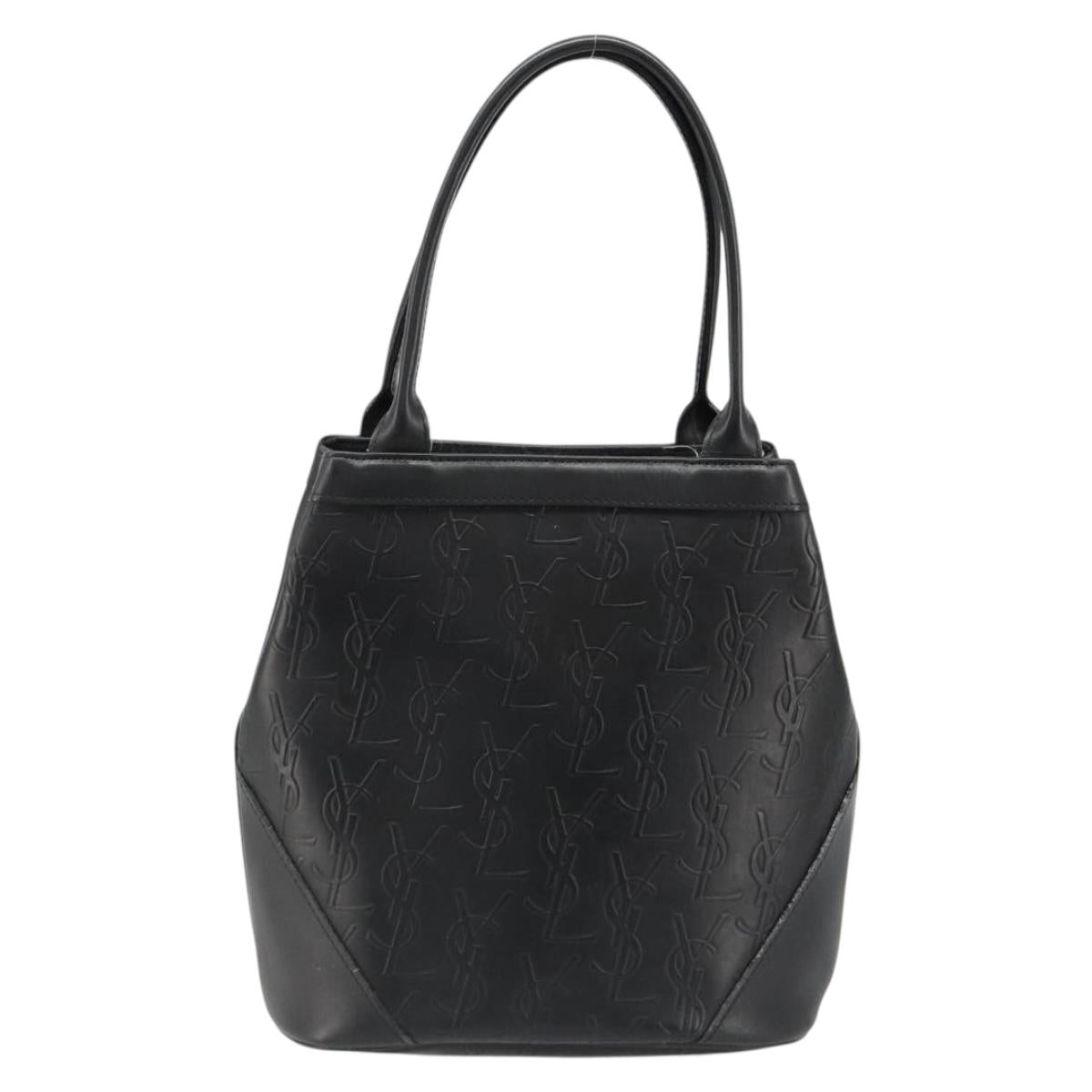 SAINT LAURENT Cassandra Hand Bag Leather Black Gold Auth 185965
