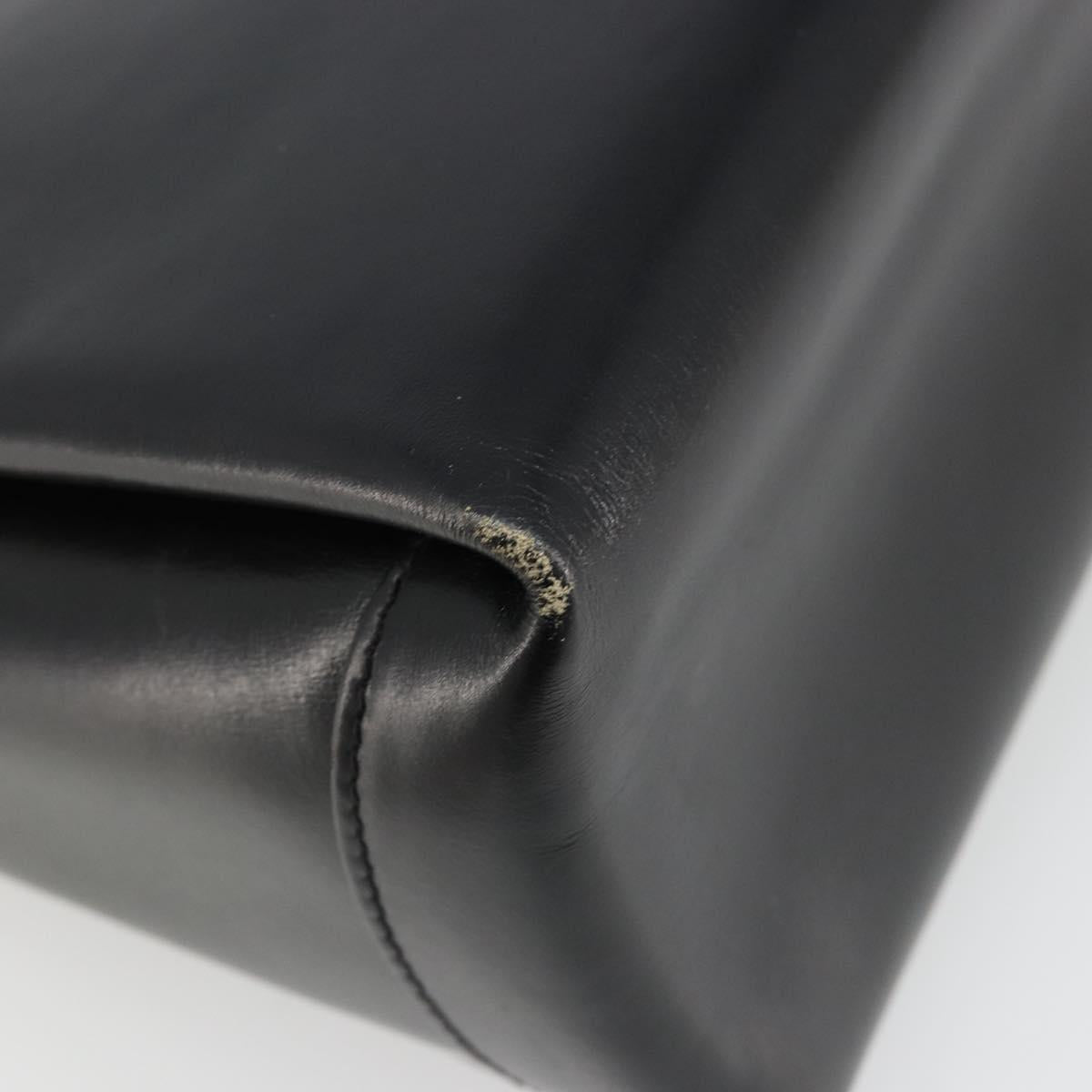 GUCCI Shoulder Bag Leather Black Gold Auth 185968
