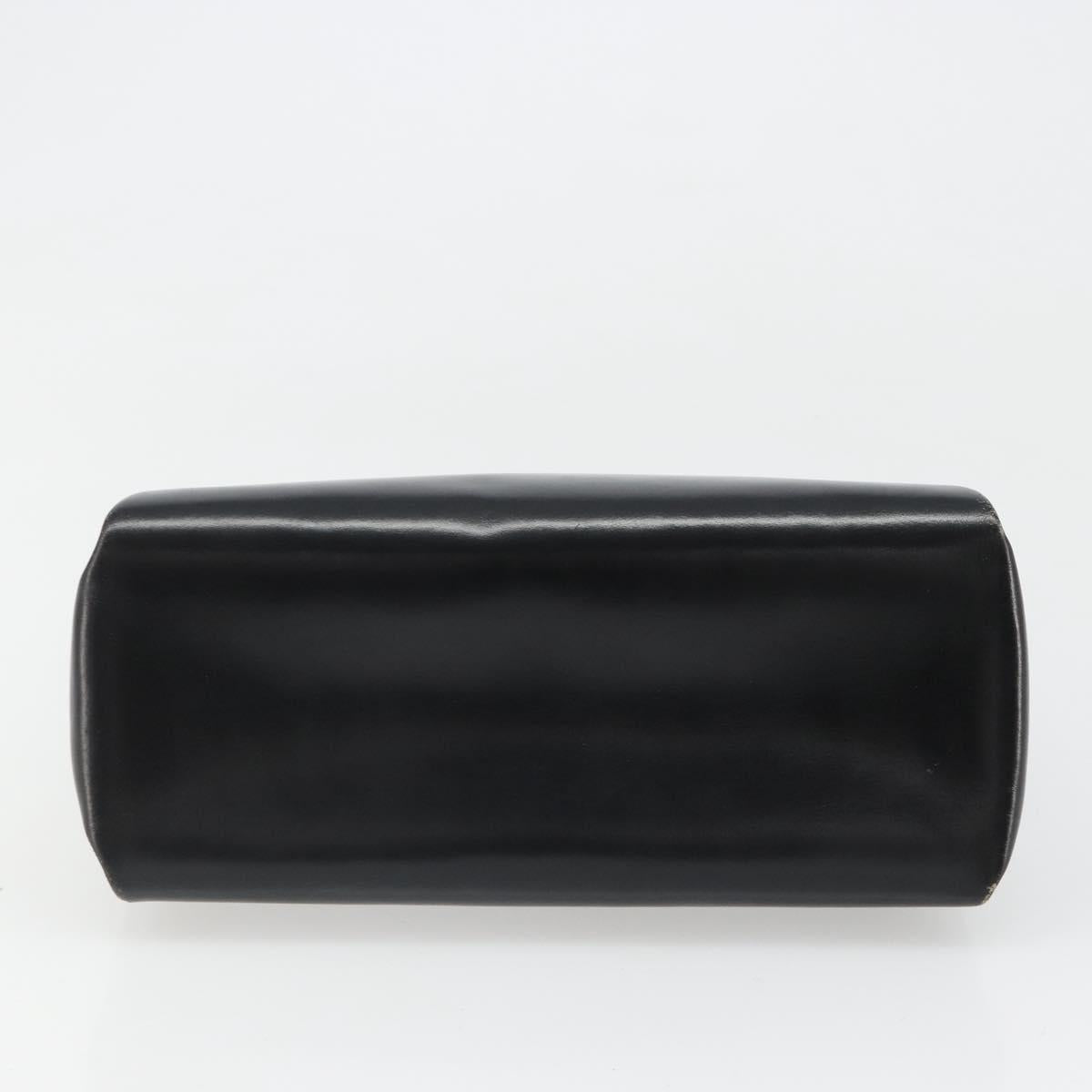 GUCCI Shoulder Bag Leather Black Gold Auth 185968