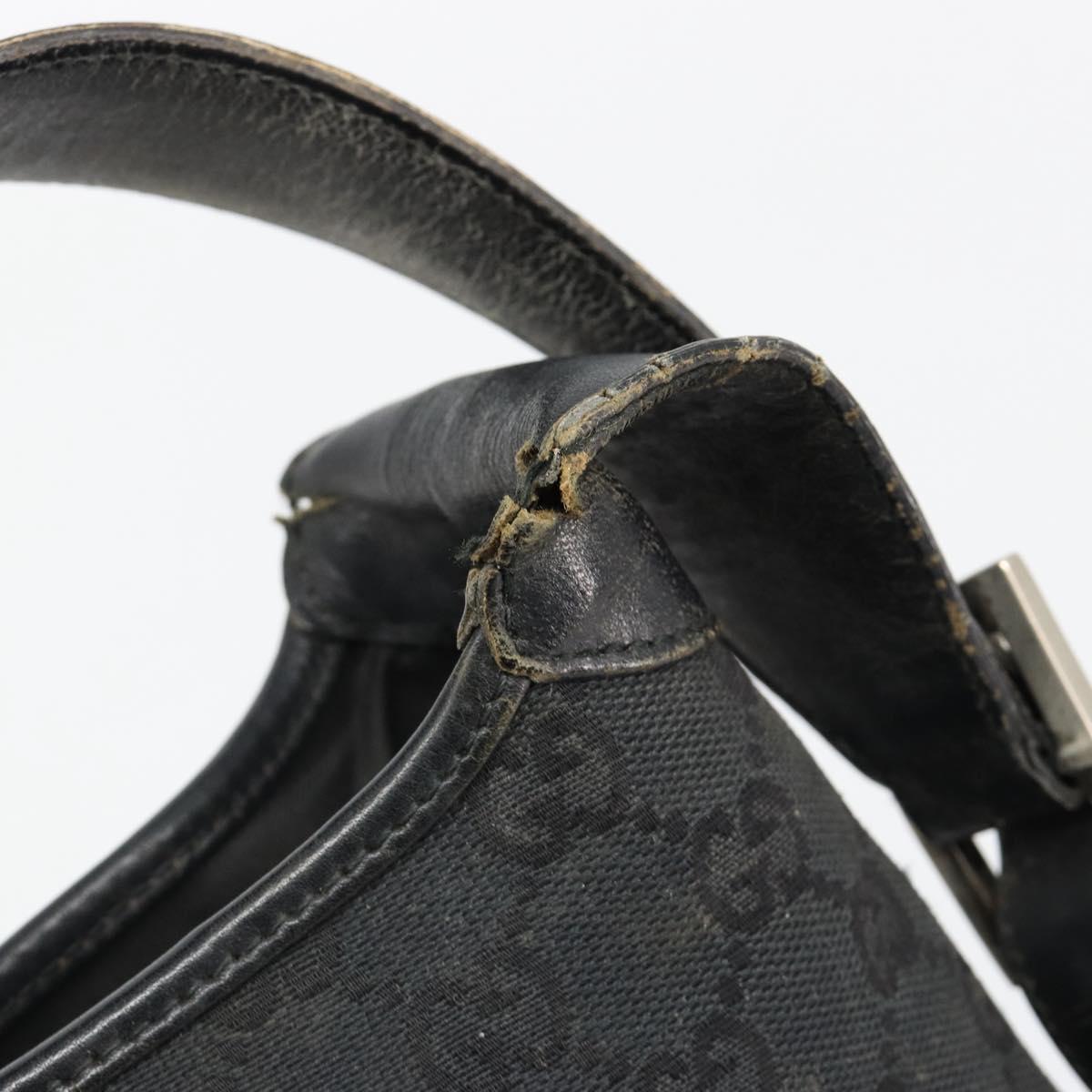 GUCCI GG Canvas Jackie Shoulder Bag Black Silver 001 3306 Auth 185970