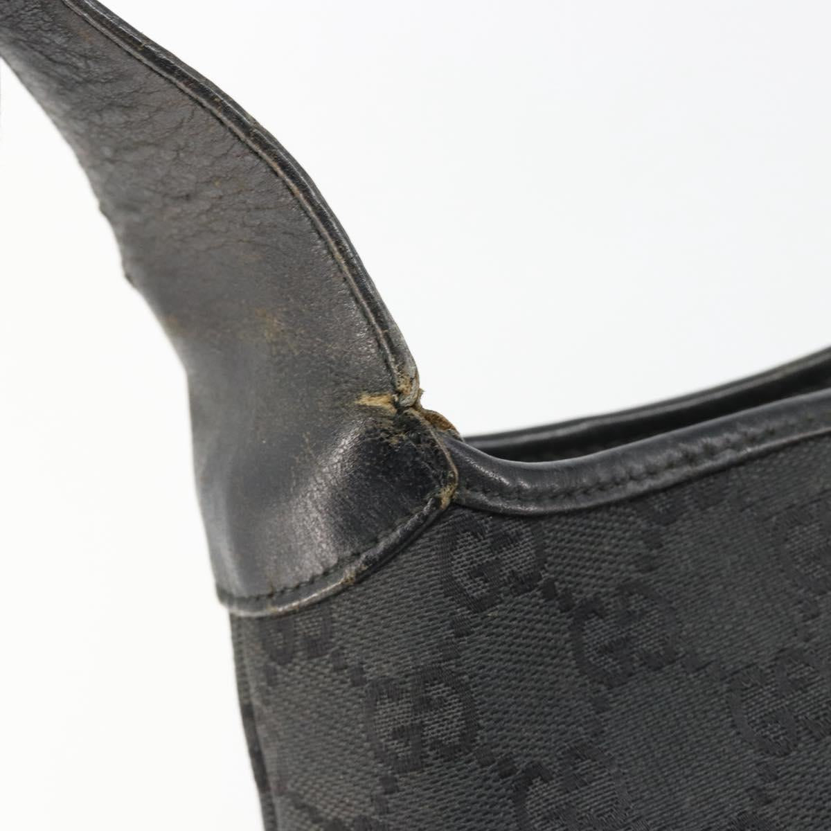 GUCCI GG Canvas Jackie Shoulder Bag Black Silver 001 3306 Auth 185970