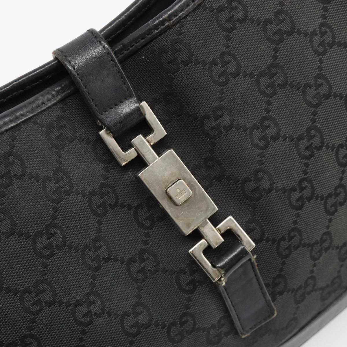 GUCCI GG Canvas Jackie Shoulder Bag Black Silver 001 3306 Auth 185970