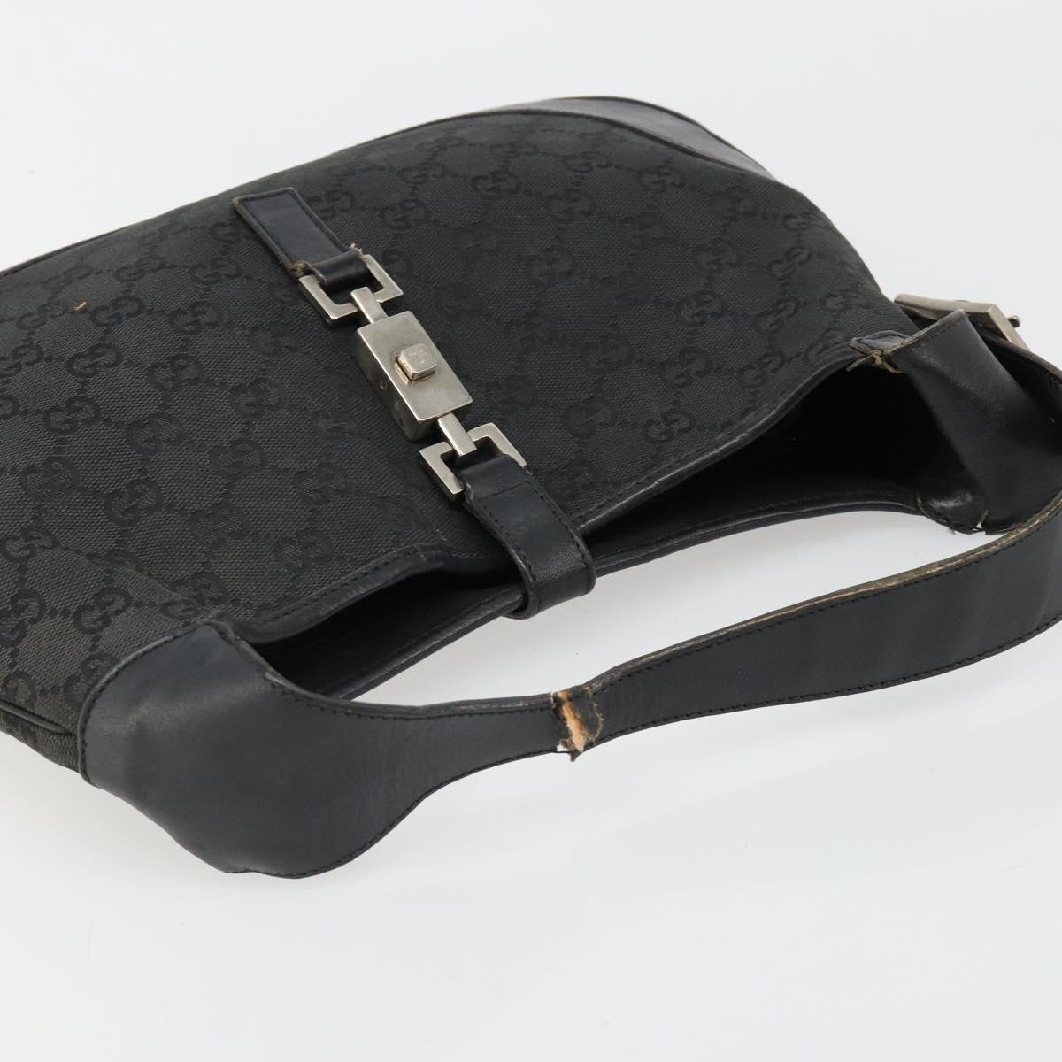 GUCCI GG Canvas Jackie Shoulder Bag Black Silver 001 3306 Auth 185970