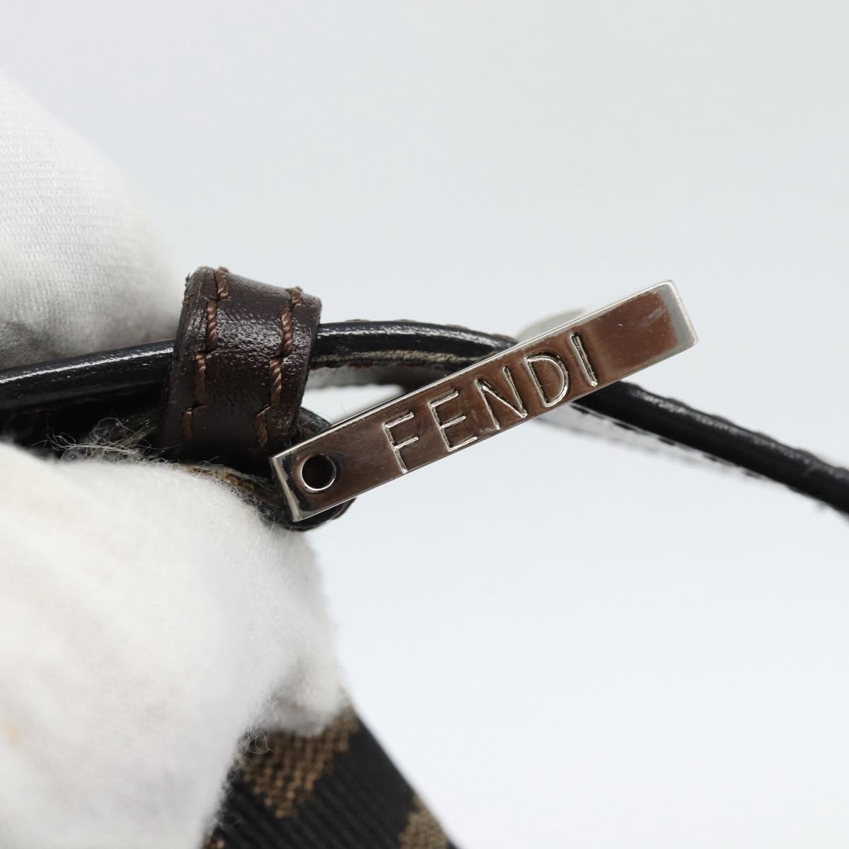 FENDI Zucca Canvas Mamma Baguette Shoulder Bag Black Brown Auth 185971SAM