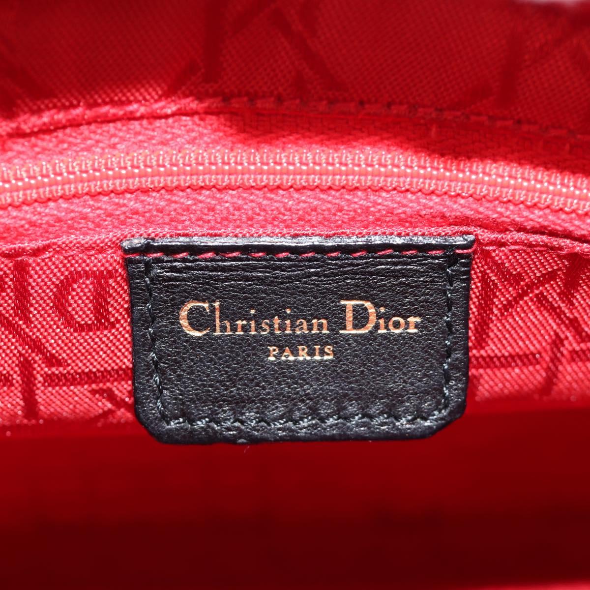 Christian Dior Lady Dior Canage Bag Lamb Skin 2way Black Gold Auth 185972SAM