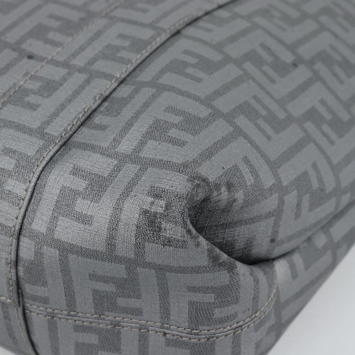 FENDI Zucca Canvas Mamma Baguette Hand Bag PVC Gray Silver Auth 185974