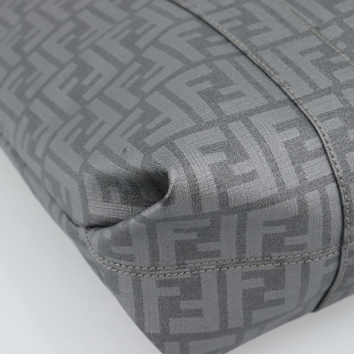 FENDI Zucca Canvas Mamma Baguette Hand Bag PVC Gray Silver Auth 185974
