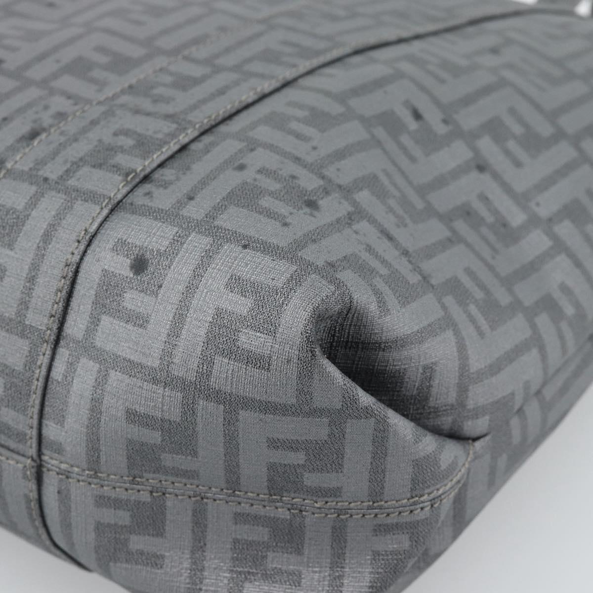 FENDI Zucca Canvas Mamma Baguette Hand Bag PVC Gray Silver Auth 185974