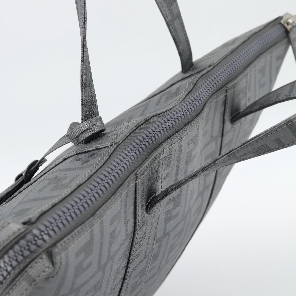 FENDI Zucca Canvas Mamma Baguette Hand Bag PVC Gray Silver Auth 185974