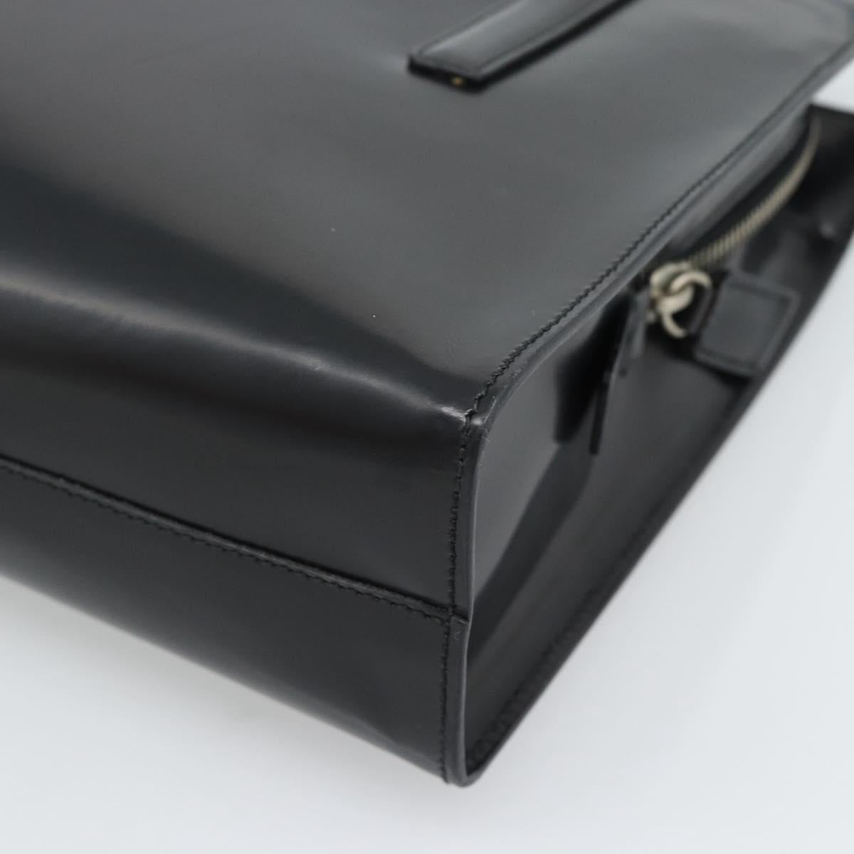 PRADA Tote Bag Leather Black Silver Auth 185975