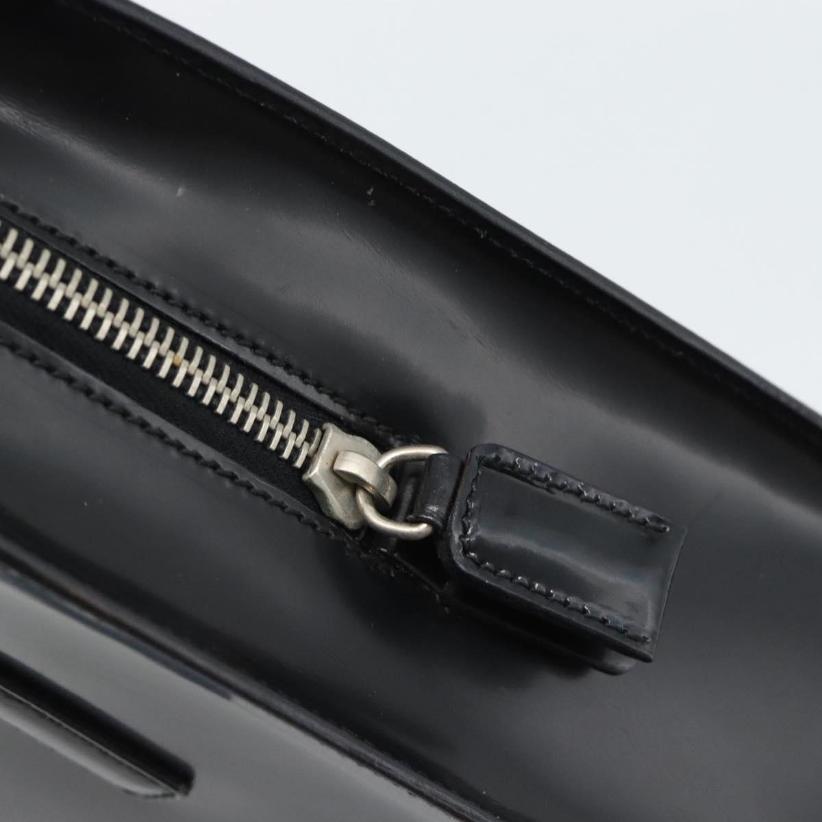 PRADA Tote Bag Leather Black Silver Auth 185975