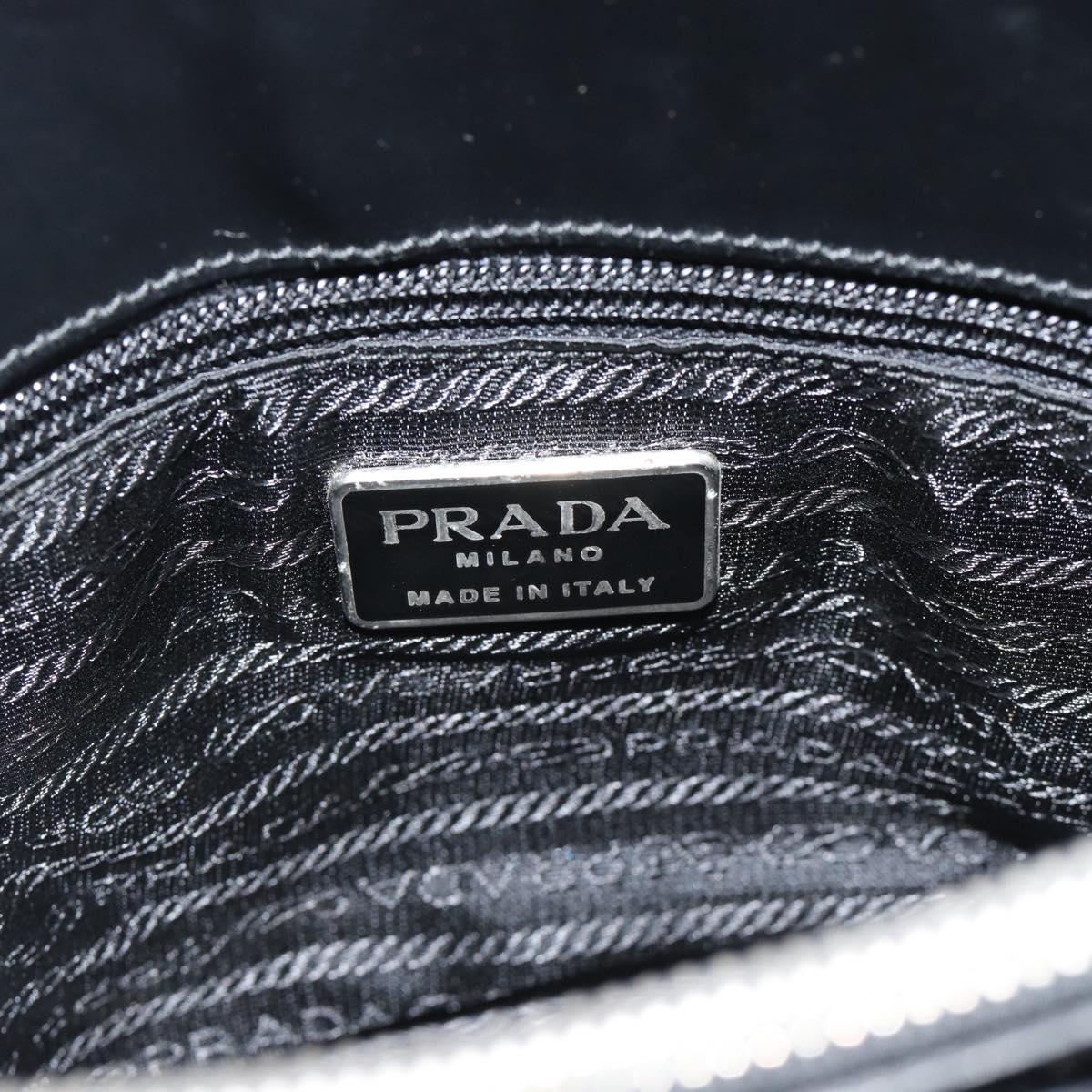 PRADA Tote Bag Leather Black Silver Auth 185975