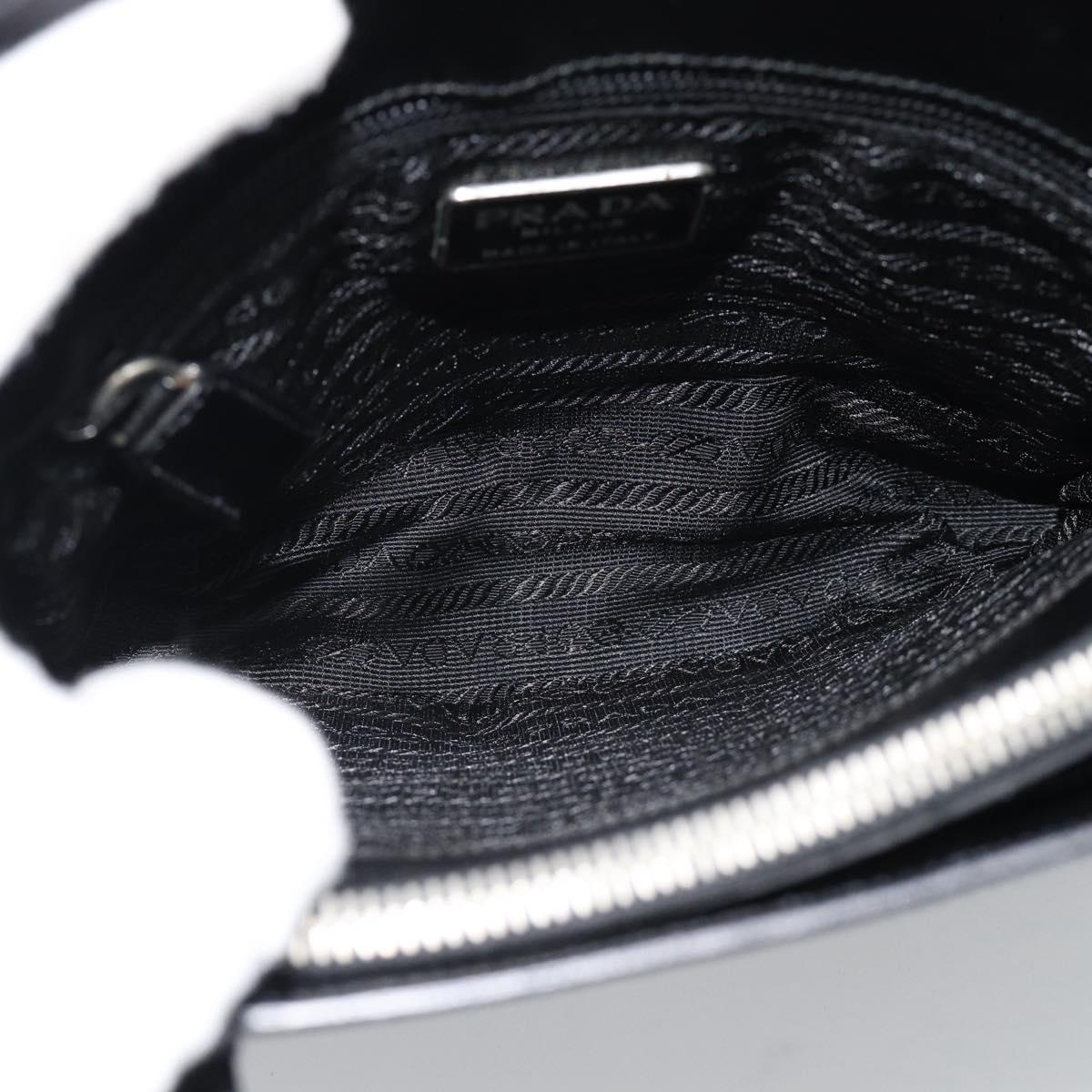 PRADA Tote Bag Leather Black Silver Auth 185975