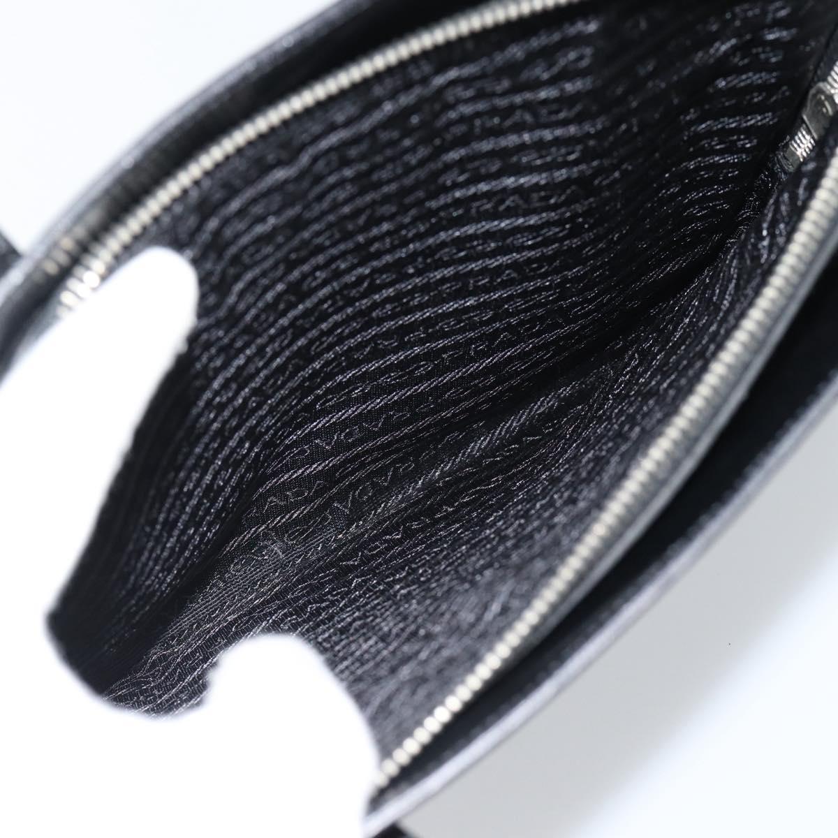 PRADA Tote Bag Leather Black Silver Auth 185975