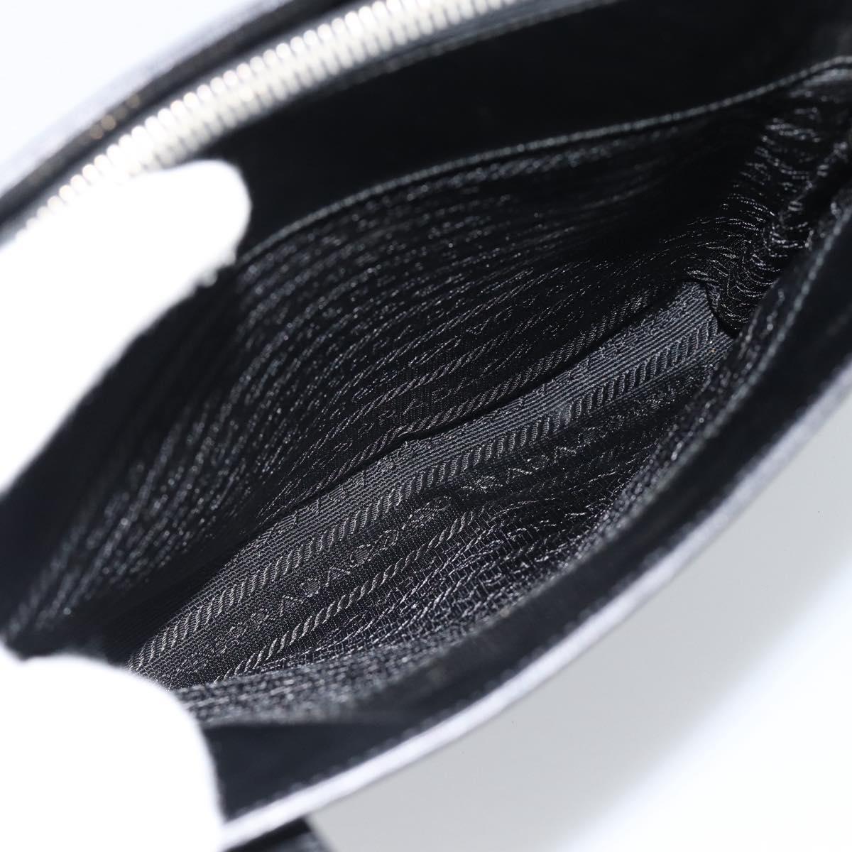 PRADA Tote Bag Leather Black Silver Auth 185975