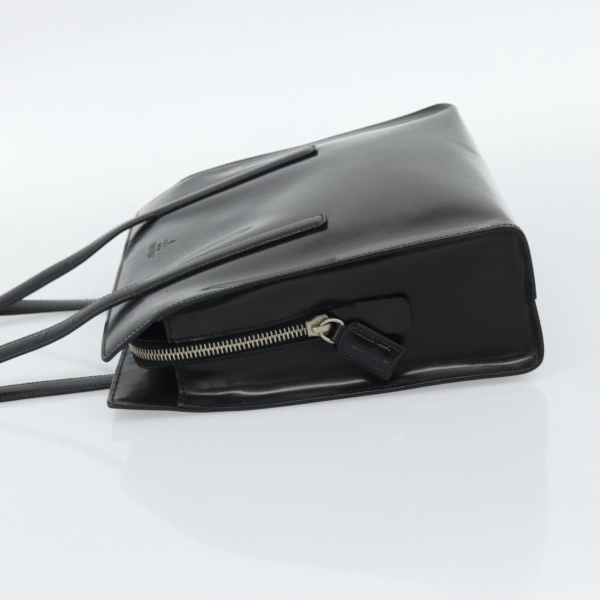 PRADA Tote Bag Leather Black Silver Auth 185975