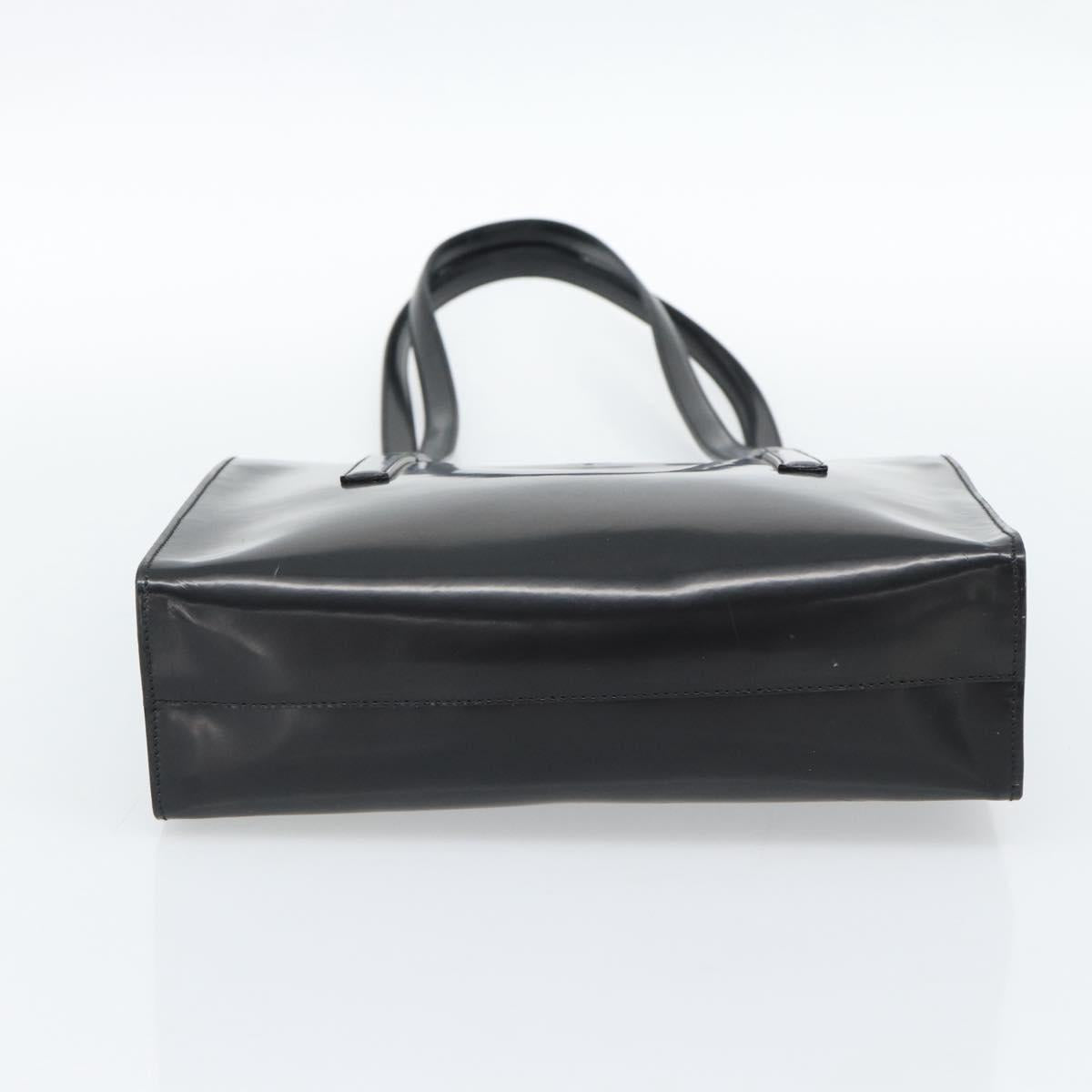 PRADA Tote Bag Leather Black Silver Auth 185975