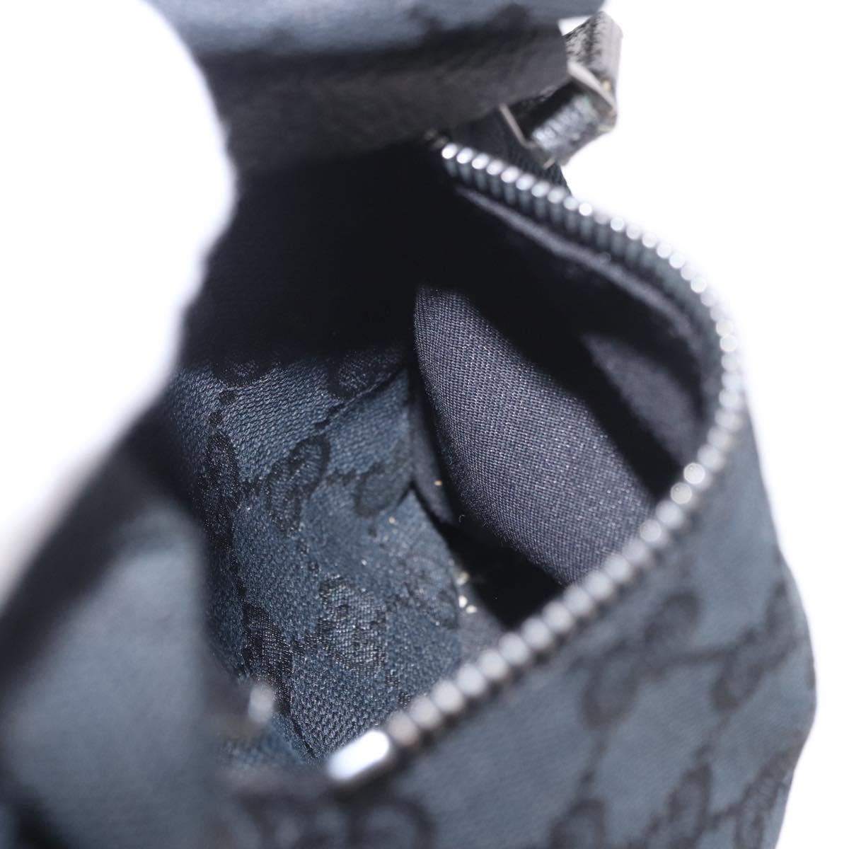 GUCCI GG Canvas Waist Bag Black Silver 28566 Auth 185976