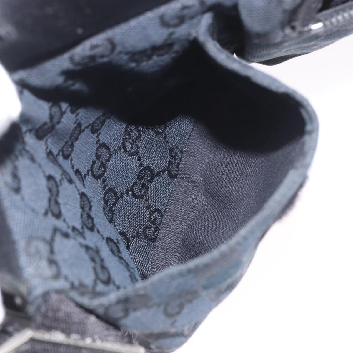 GUCCI GG Canvas Waist Bag Black Silver 28566 Auth 185976