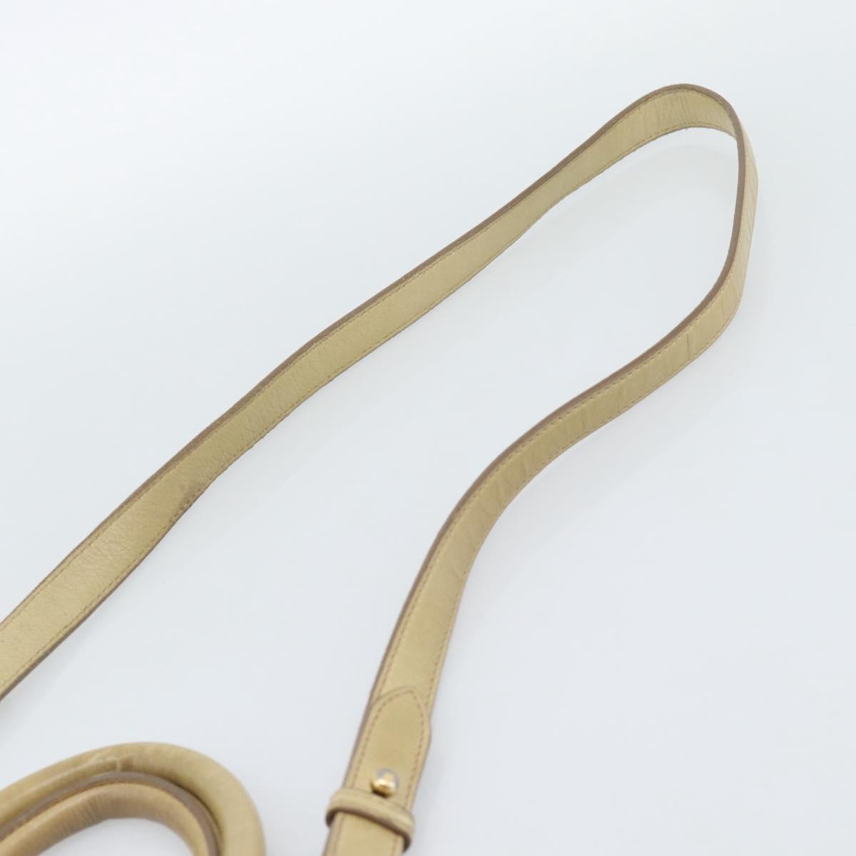 Miu Miu Hand Bag Leather 2way Beige Gold Auth 185981A