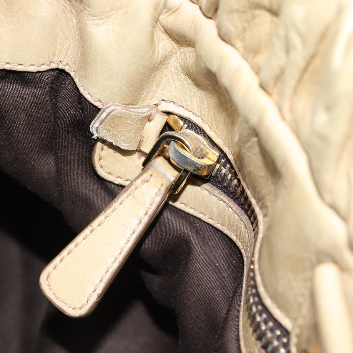 Miu Miu Hand Bag Leather 2way Beige Gold Auth 185981A