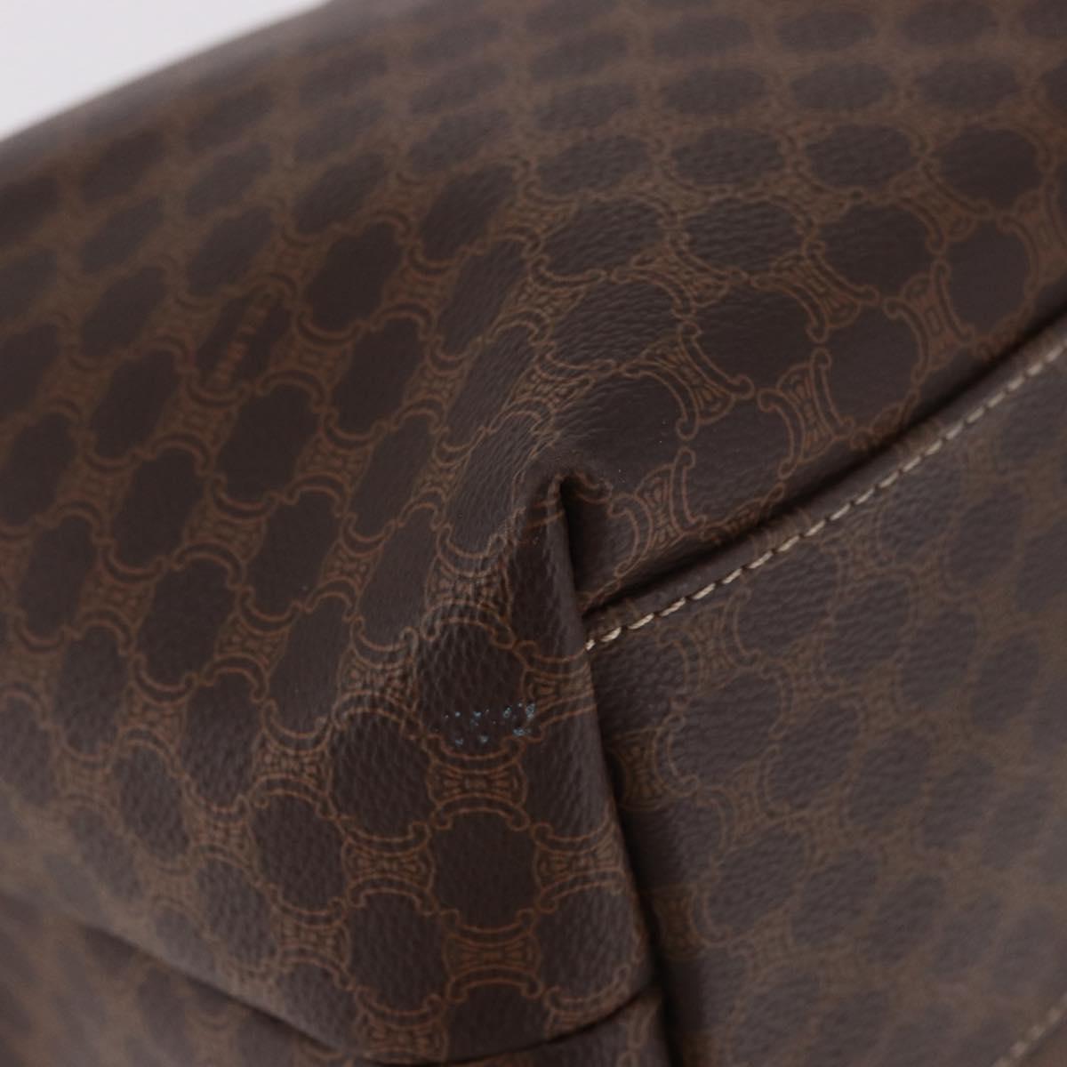 CELINE Macadam Canvas Hand Bag PVC Leather Brown Gold Auth 185986A