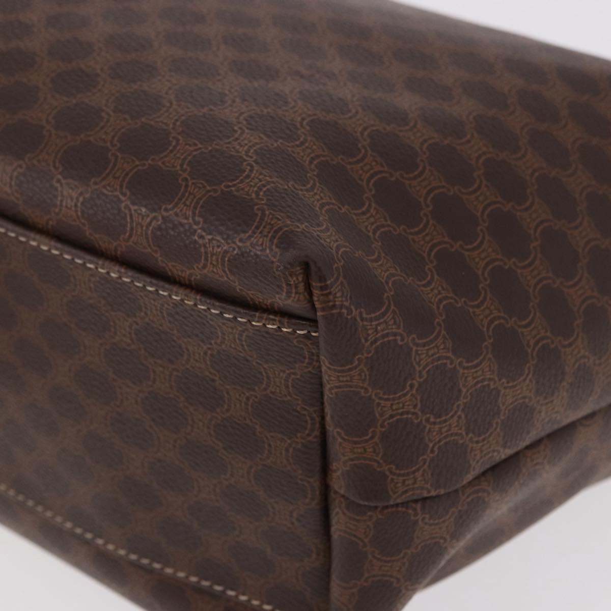 CELINE Macadam Canvas Hand Bag PVC Leather Brown Gold Auth 185986A