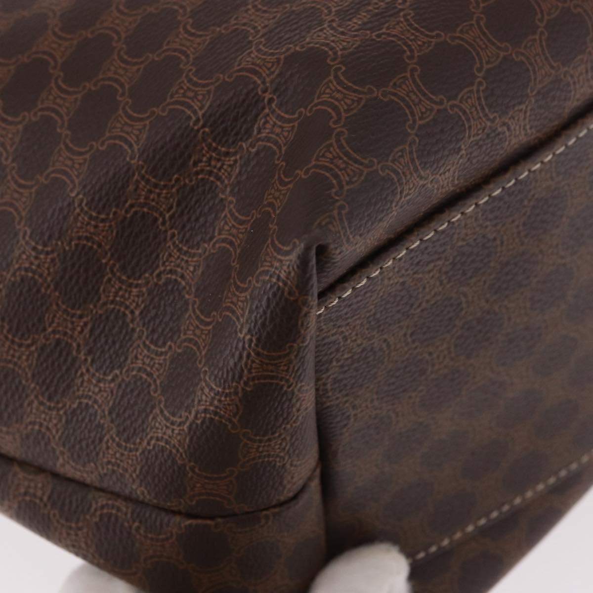 CELINE Macadam Canvas Hand Bag PVC Leather Brown Gold Auth 185986A