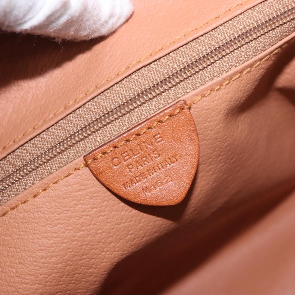 CELINE Macadam Canvas Hand Bag PVC Leather Brown Gold Auth 185986A