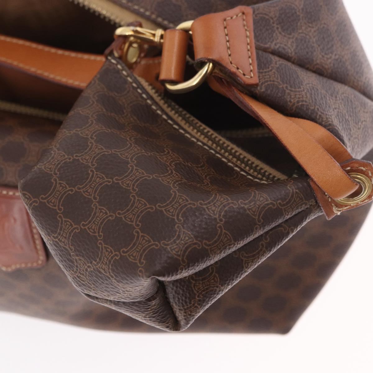 CELINE Macadam Canvas Hand Bag PVC Leather Brown Gold Auth 185986A