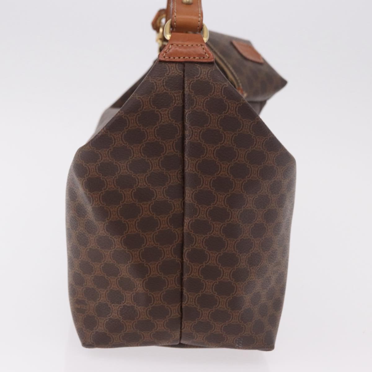 CELINE Macadam Canvas Hand Bag PVC Leather Brown Gold Auth 185986A