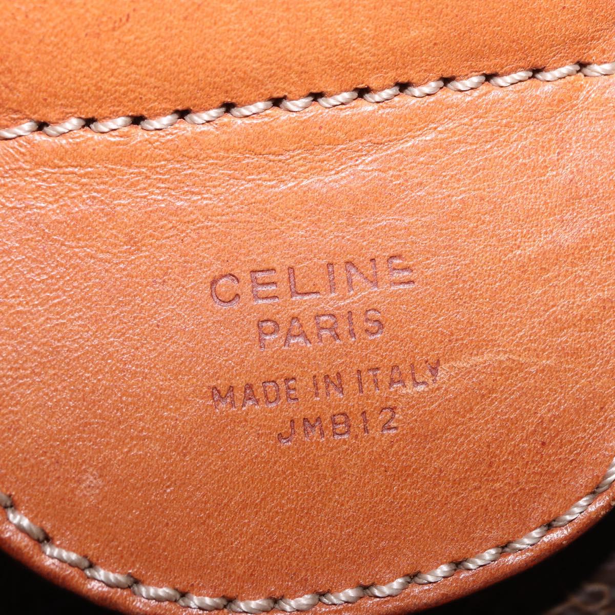 CELINE Macadam Canvas Boston Bag PVC Leather Brown Gold Auth 185992